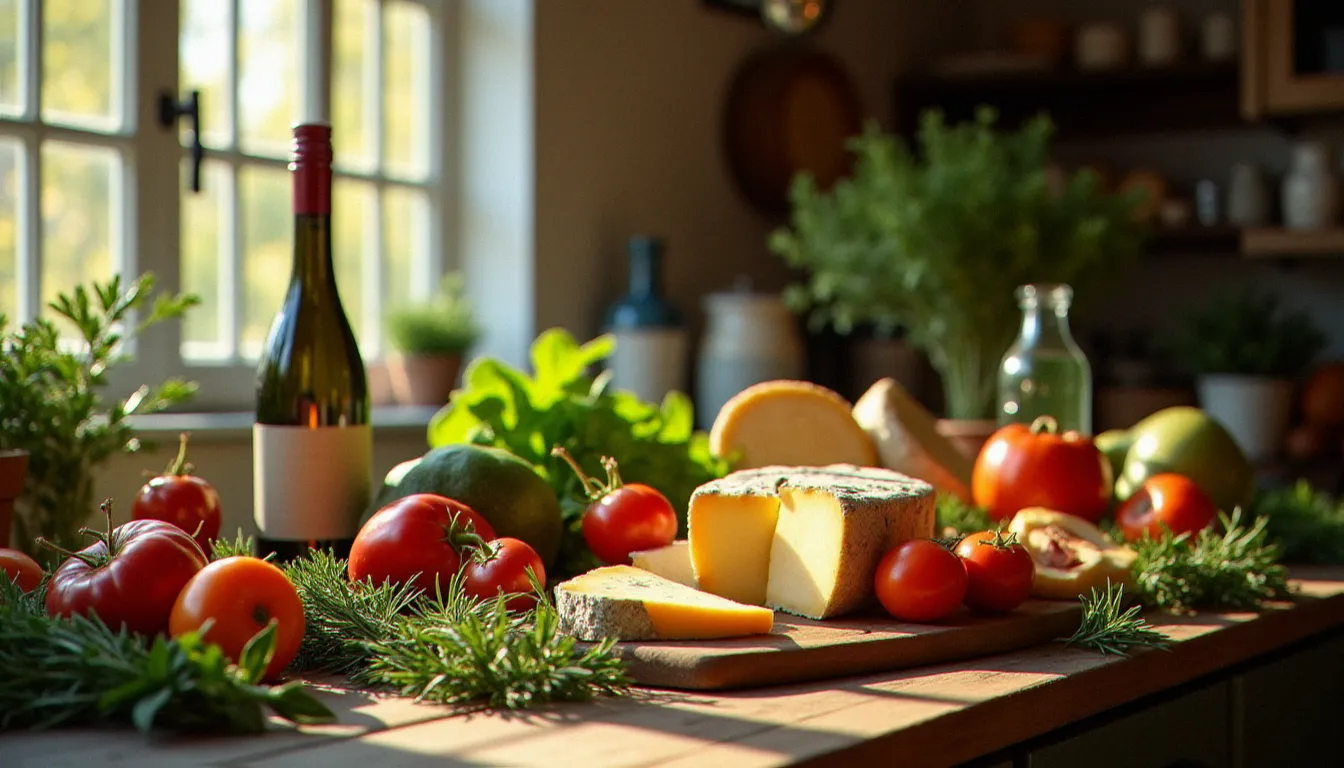 Produits frais et locaux disposés sur le comptoir d'une cuisine de bistrot français, illustrant les critères de qualité pour identifier le meilleur restaurant autour de soi