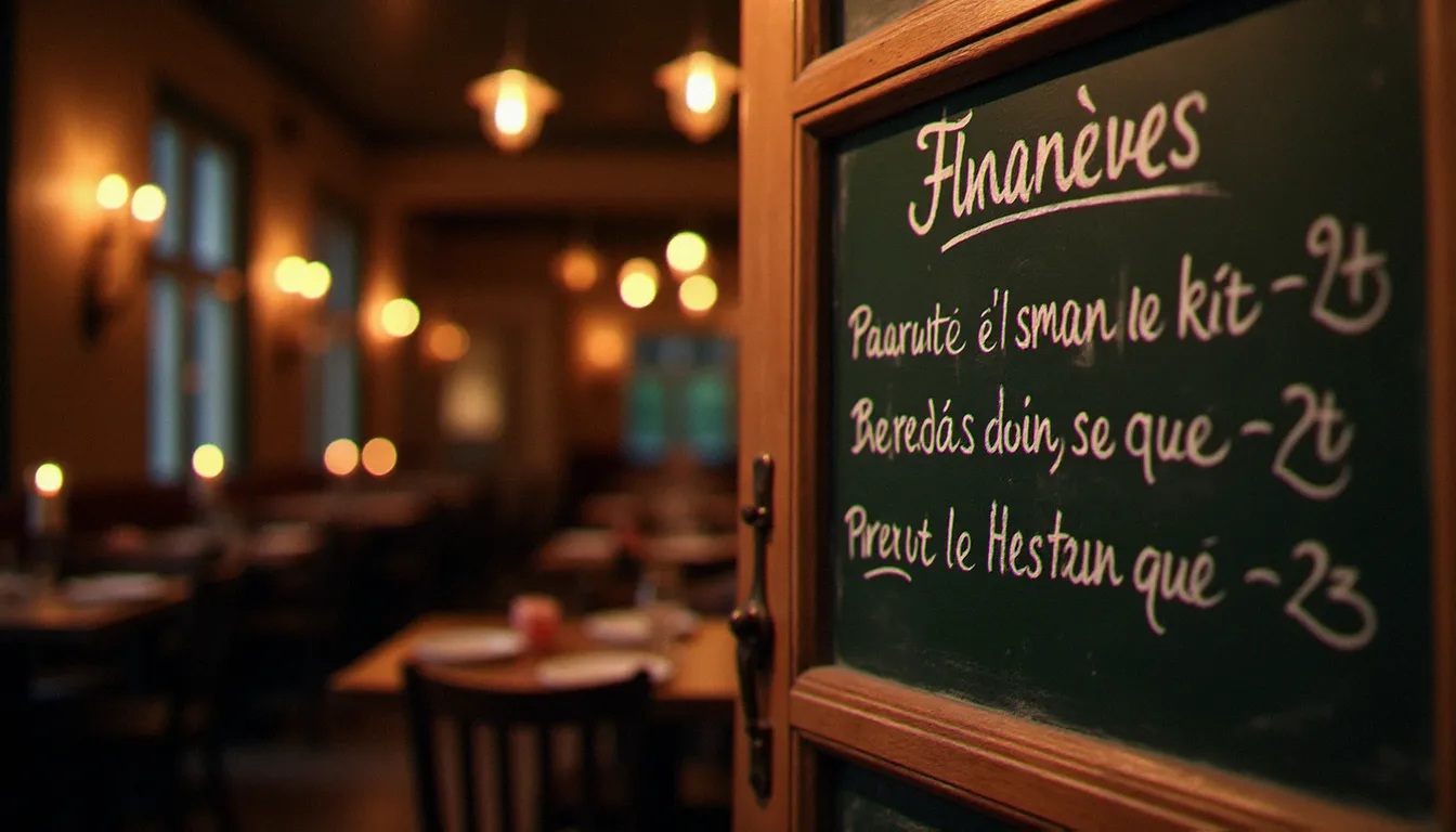 Ardoise manuscrite d'un bistrot authentique avec les plats du jour écrits à la craie, caractéristique de l'esprit bistrote