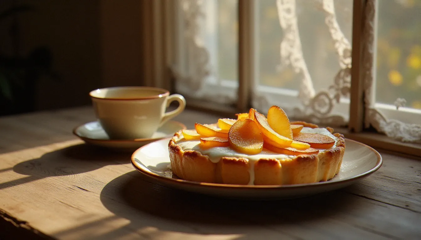 Tarte fine aux pommes caramélisées et crème fraîche épaisse, dessert signature breton servi au restaurant Pourquoi Pas de Dinard