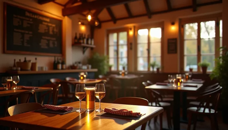Salle chaleureuse d'un bistrot de quartier dans le Nord, ambiance conviviale évoquant le bistrot paul chene