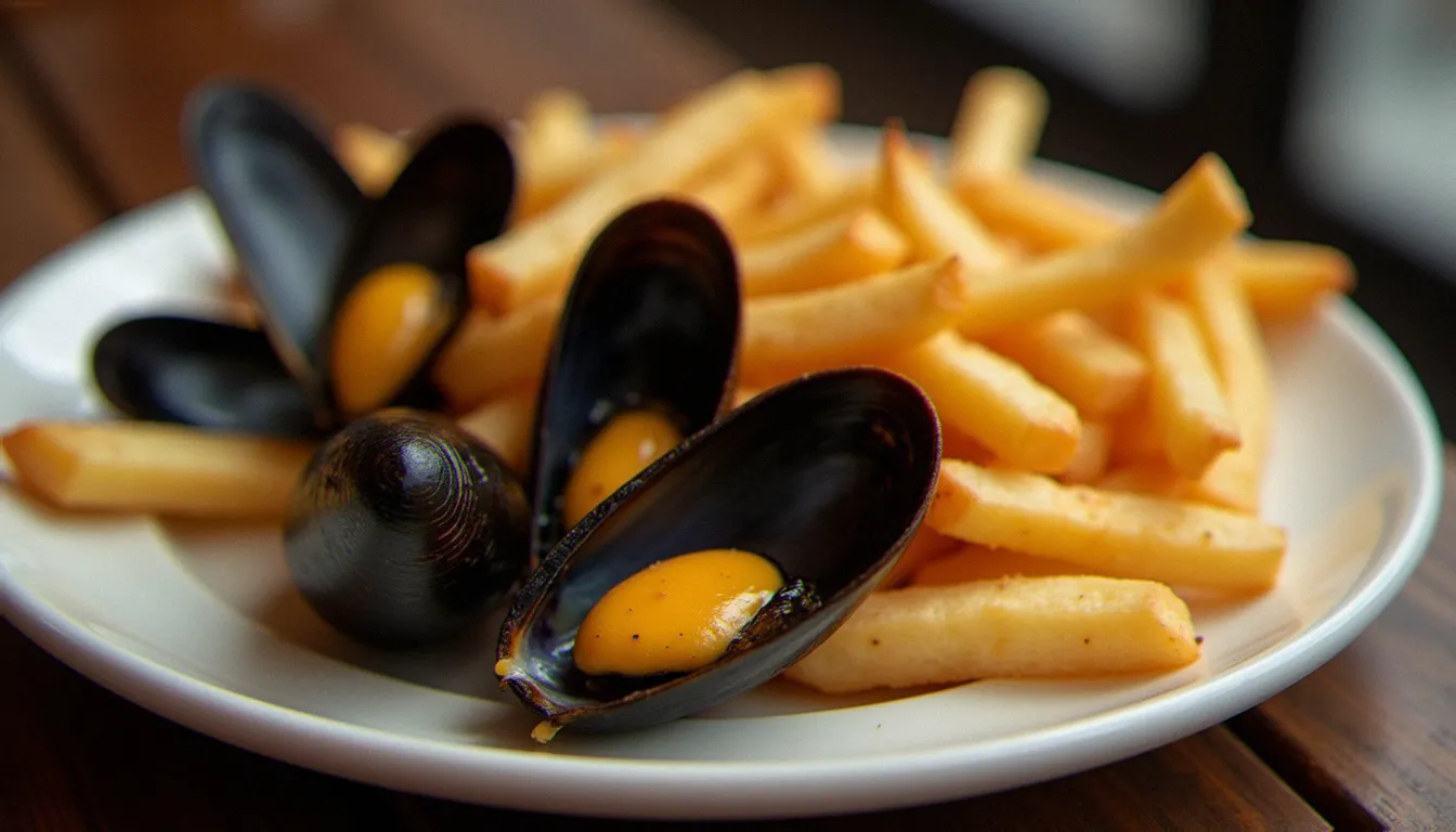 Plats de moules frites servies au bistrot du forum à Lille.